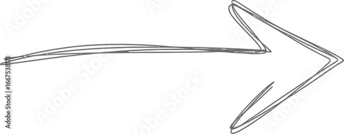 Hand-drawn arrow pointing to the right, simple sketch of a direction indicator for web and print design