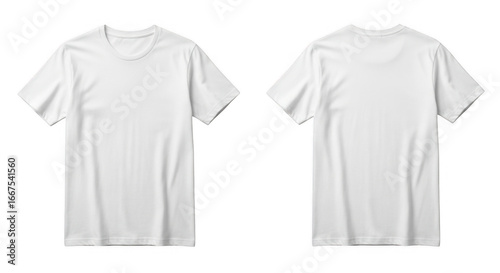 Blank White Crew Neck T Shirt Front and Back View Cotton Fabric
