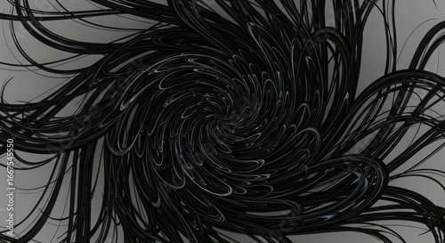 Abstract black and grey swirl pattern with flowing lines and organic movement creating a dynamic visual texture