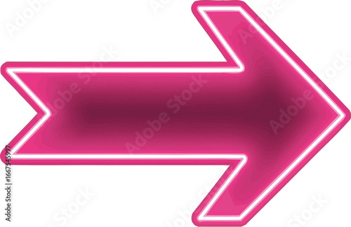 A vibrant pink neon arrow sign pointing to the right, offering a modern and eye-catching direction indicator