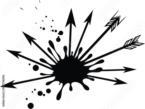 Arrows hitting a central point, symbolizing focus, accuracy, and success in achieving goals and targets