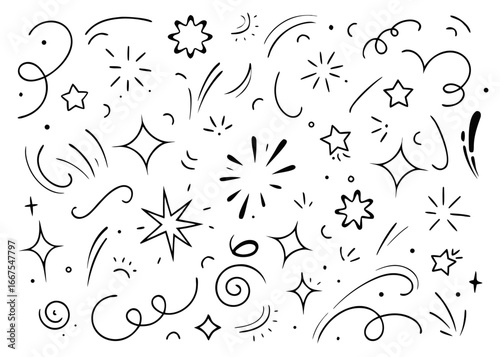 Hand drawn artistic brush marker strokes underline highlight elements for creative design projects and emphasizing textual content