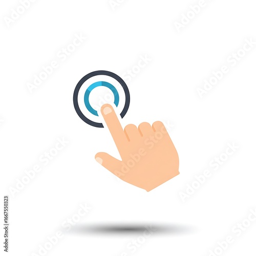 Modern finger cursor pressing digital button symbolizing selection, action, and connection