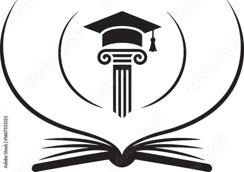 Academic achievement symbol with graduation cap and open book