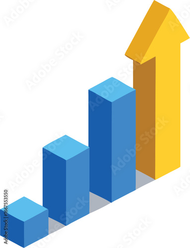 Isometric growth chart with upward arrow Free Download Isometric growth chart with upward arrow - GFXLoad
