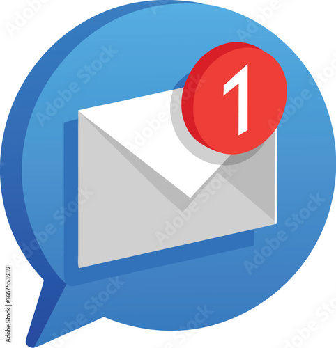 New message notification icon with email and badge