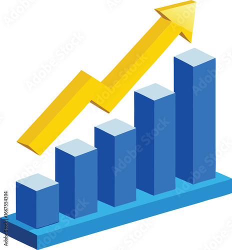 Isometric growth chart with upward arrow Free Download Isometric growth chart with upward arrow - GFXLoad