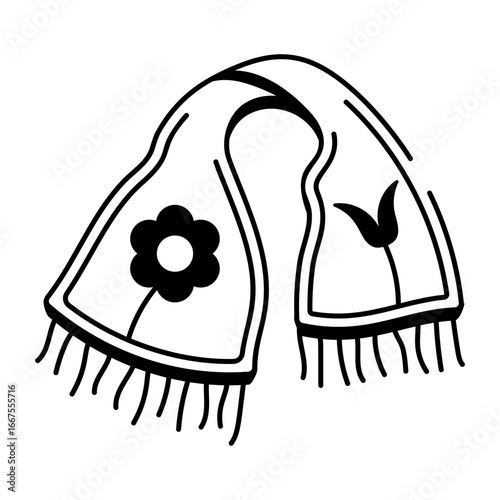 A hand drawn style icon showing a silk handkerchief

