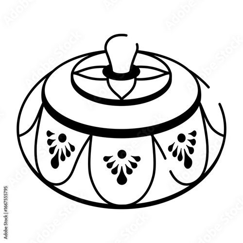 A hand drawn style icon denoting an inlay pot

