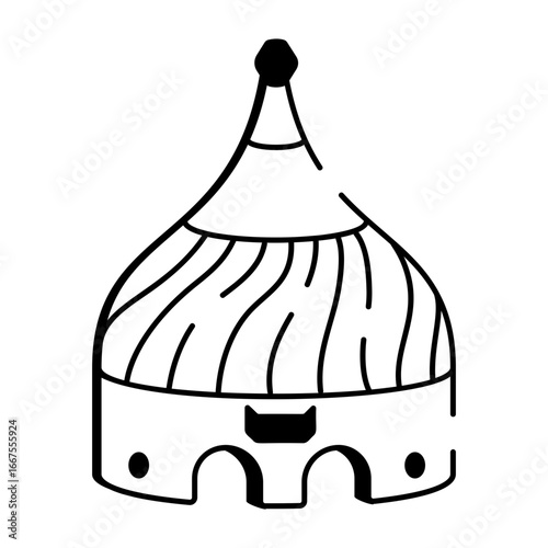 A doodle style icon showing a persian helmet

