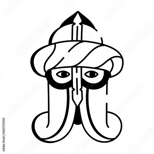 A hand drawn style icon representing a soldier

