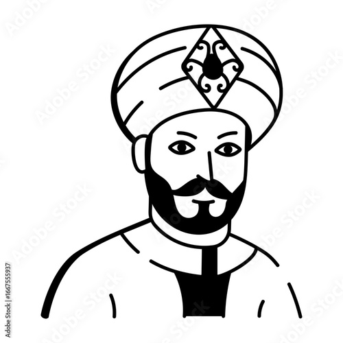 A sketchy style icon showing a persian turban
