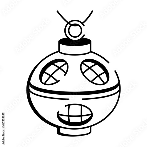A hand drawn style icon showing a hanging lamp

