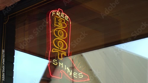 Vintage Neon Sign Advertising Free Boot Shines