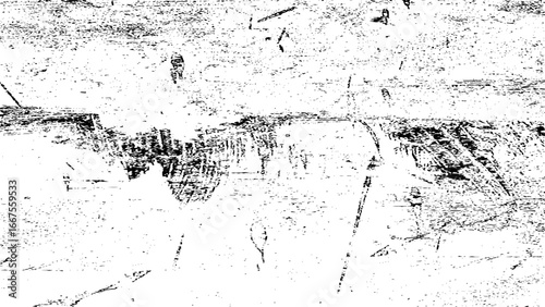 Rough black and white texture vector. Distressed overlay texture. Rough, scratch, splatter grunge pattern design brush strokes. 