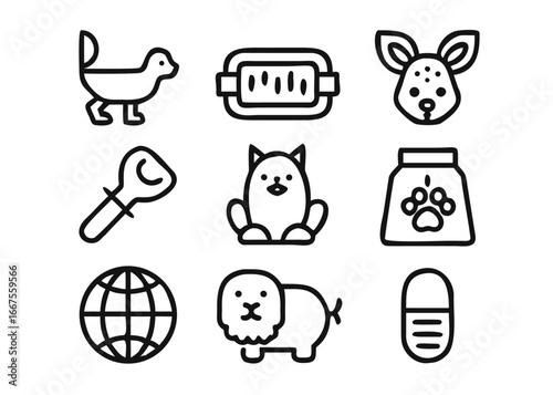 Adorable pet illustrations featuring a cat with adjustable line weight for versatile graphic design applications