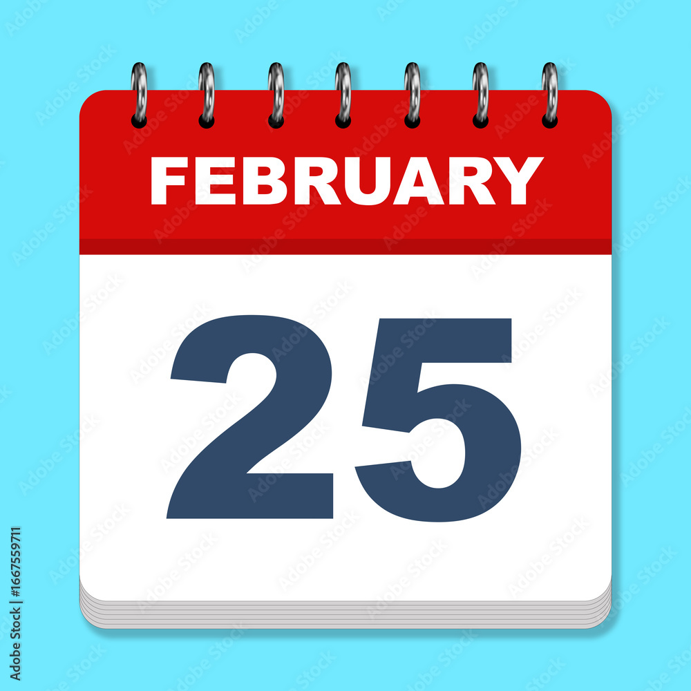 Fototapeta premium February calendar icon on a blue background