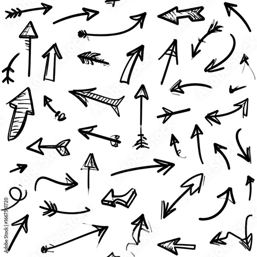 A collection of hand-drawn arrows in various styles and directions (1)