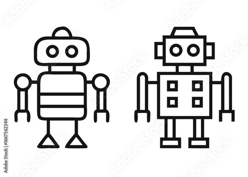 Playful robot character collection featuring modern futuristic mechanical designs in vibrant colors