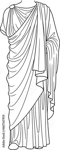 Vector art of roman toga line art, vector illustration