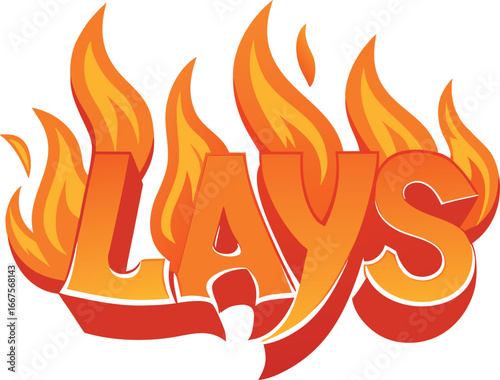 Vector illustration of custom typography engulfed in vibrant orange and yellow flames, evoking a spicy and intense hot flavor concept