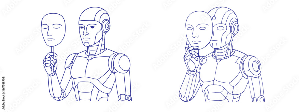 Fototapeta premium Masked AI Identity vector illustration and editable stock 