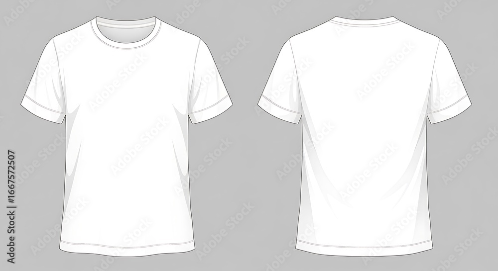 Naklejka premium Blank white tshirt mockup, front and back view isolated on white background