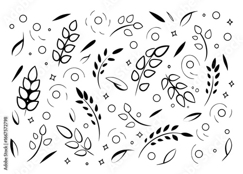 wheat barley rice icon hand drawn sketch style 