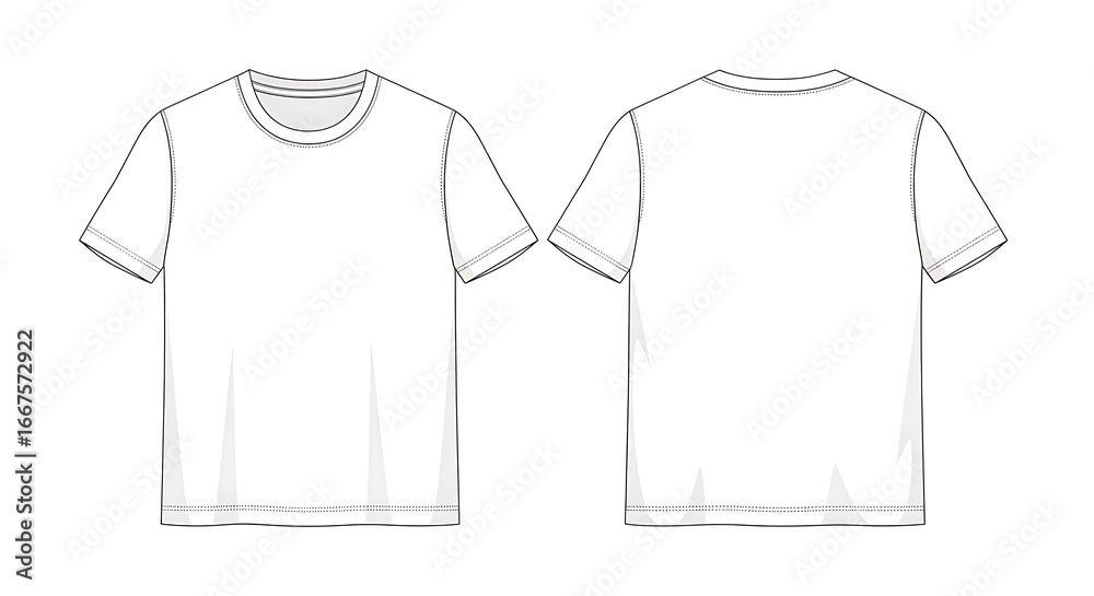 Fototapeta premium White tshirt template with short sleeves isolated on white background