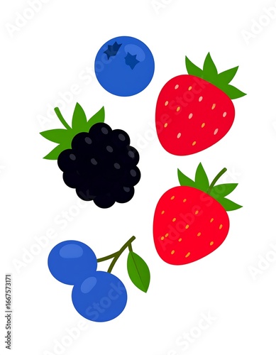 Berry Fruit Illustration, White Background