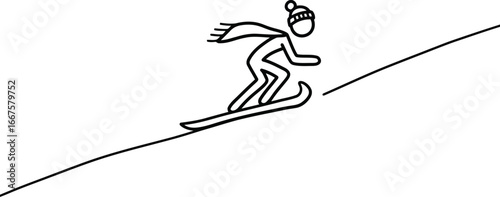 Minimalist snowboarder on slope