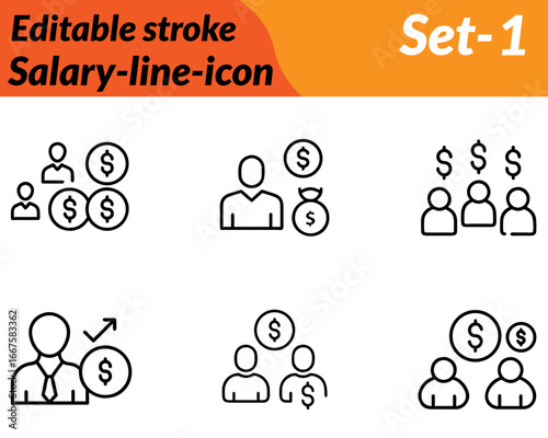 Salary icon character in flat vector style, representing income, wages, and financial earnings. Features elements like money bills coins, payslip or a wallet with cash to symbolize salary payments.
