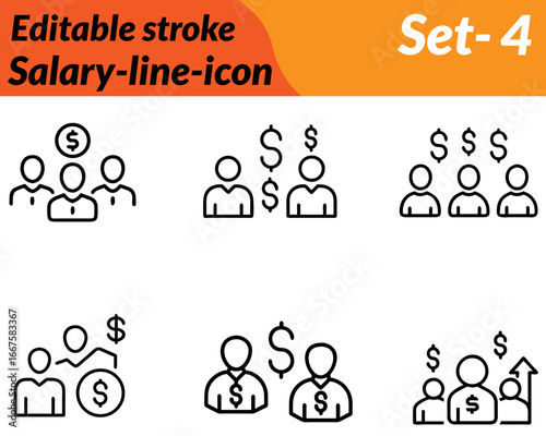 Salary icon character in flat vector style, representing income, wages, and financial earnings. Features elements like money bills coins, payslip or a wallet with cash to symbolize salary payments.