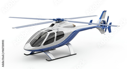 Minimalist electric helicopter prototype with white background