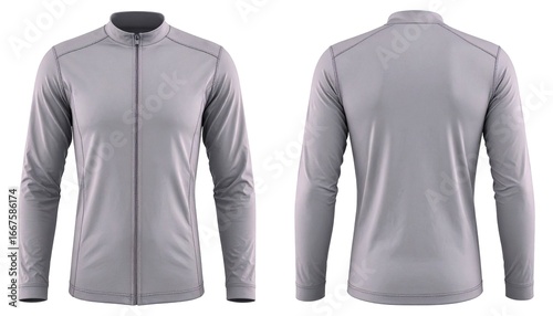 Gray jacket displayed front and back view isolated on white