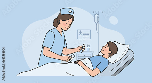 Compassionate Nurse Providing Care to Patient in Hospital Bed