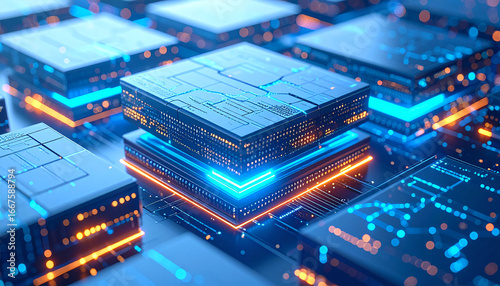 Digital Architectures: Immerse yourself in a world of high-tech precision. The image shows intricately designed microchips that convey the complexities of modern technology.