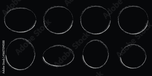 Hand drawn doodle circle highlights. Hand drawn scribble circles. Scribble ovals, circle and highlight text. Marker scratch scribble in rounder. Brush drawn ellipses, ovals and bubbles to circle eps10