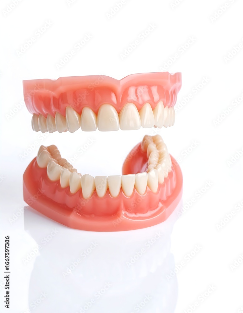Obraz premium Dentures, displayed, white background