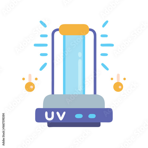 UV sterilizer device icon with glowing blue light