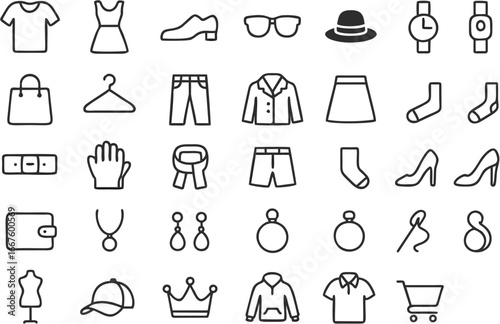 set of fashion accessories icons