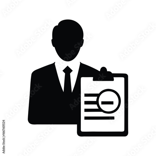 Silhouette of a Business Person Reviewing a Document for Issues and Concerns, Business person silhouette vector illustration