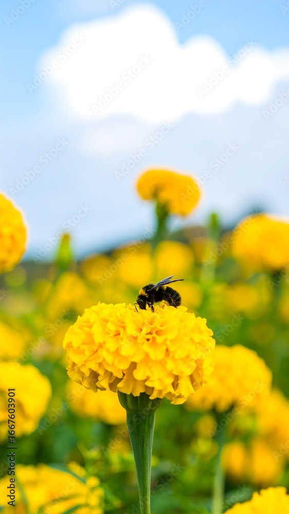 Obraz premium Bee on a marigold