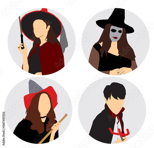 Halloween character profile set