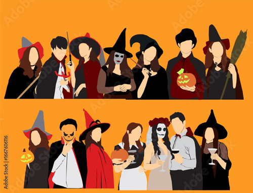 set of people Halloween character