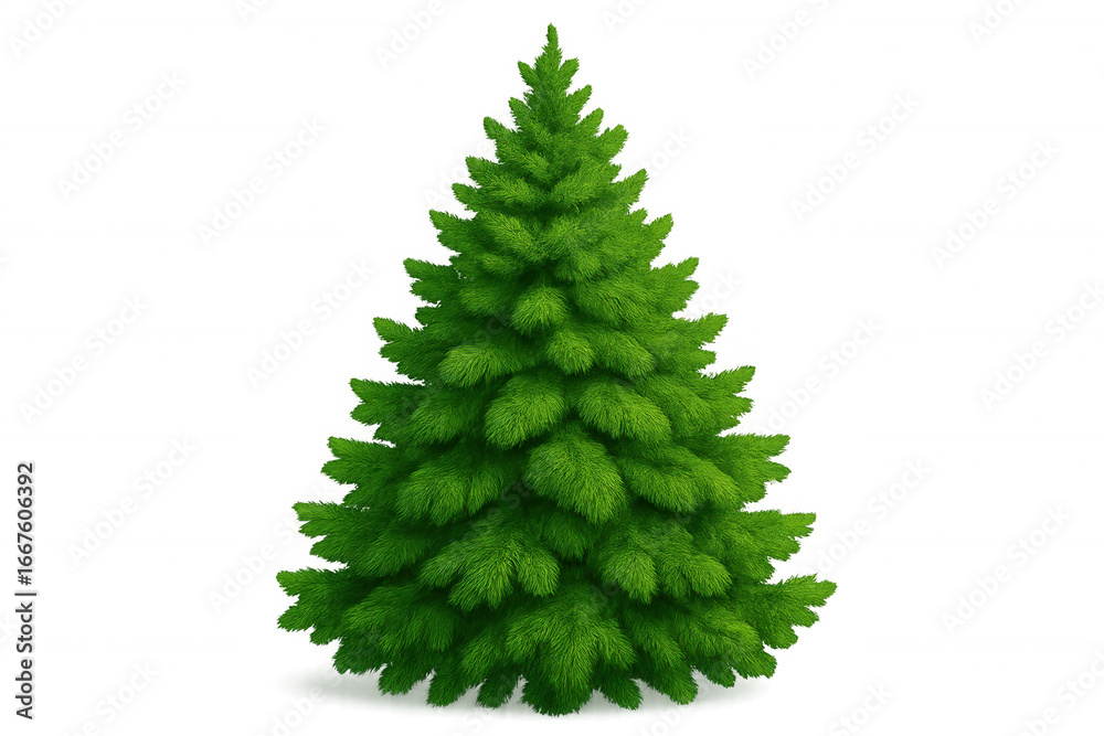 Obraz premium Realistic 3d rendering of a vibrant green christmas tree isolated on a transparent background, perfect for festive designs