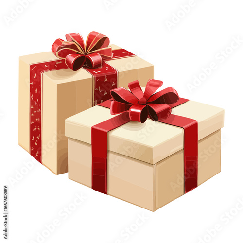A stylized digital illustration of two beige gift boxes with red ribbons. This image is suitable for websites or blogs about shopping, holidays, or celebrations.

