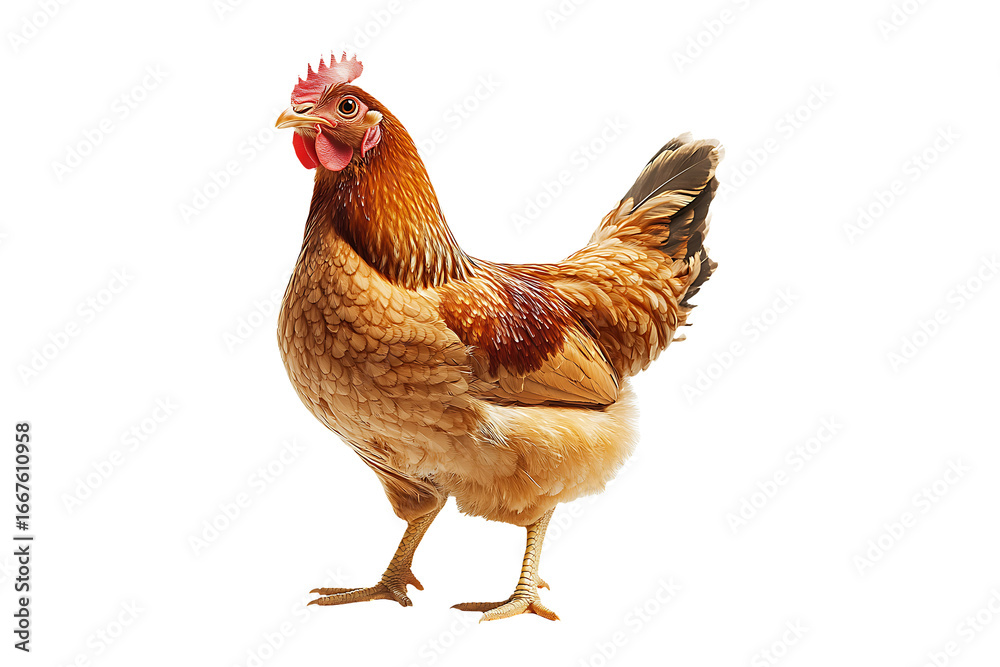 Fototapeta premium Standing Hen Bird Isolated on a Transparent Background