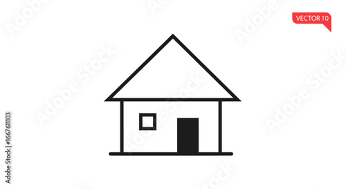 Elegant graphic representation of a classic house structure, conveying ideas of domesticity, shelter, and foundational architectural elements with simplicity