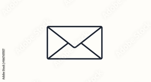 Simple Line Art Illustration of a Closed Envelope Symbol Against White Background Email Concept